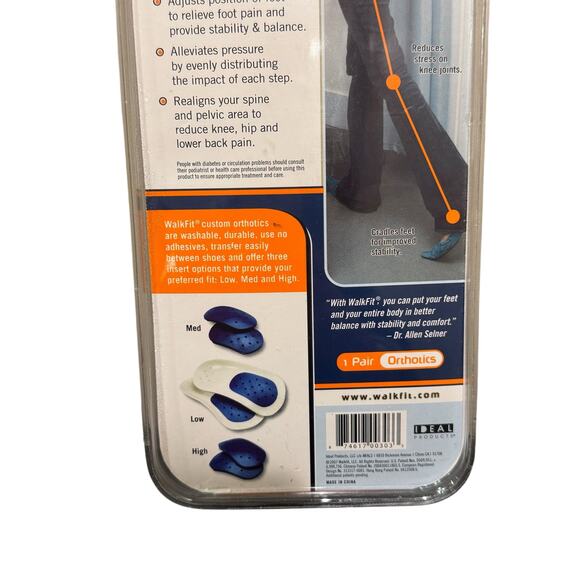 WalkFit Blue Orthotics for Balance & Relief Insert Insoles Women 7-7.5 Men 6-6.5 - Picture 5 of 6